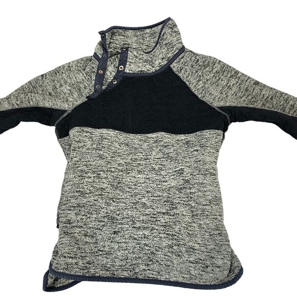 Abercrombie & Fitch Pullover Women's Small Gray Fleece Mock Neck Snap Button - Picture 9 of 16